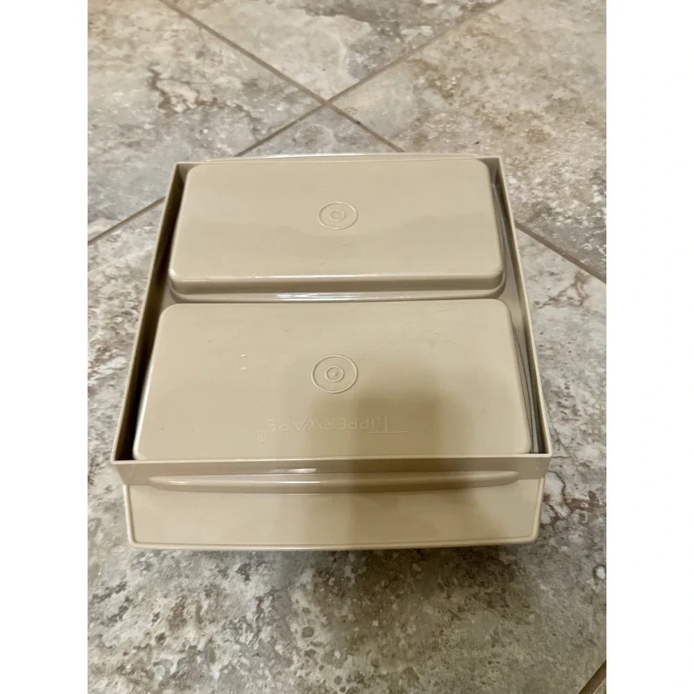 Vintage Beige Tupperware Deviled‎ Egg Keeper Carrier Tray No Inserts